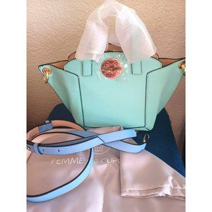 NEW Femme de Cupcakes Crossbody Leather Purse Turquoise Shoulder Strap DESIGNER